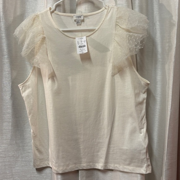 J Crew Flutter sleeve Ivory top Size Large NWT - Picture 5 of 8